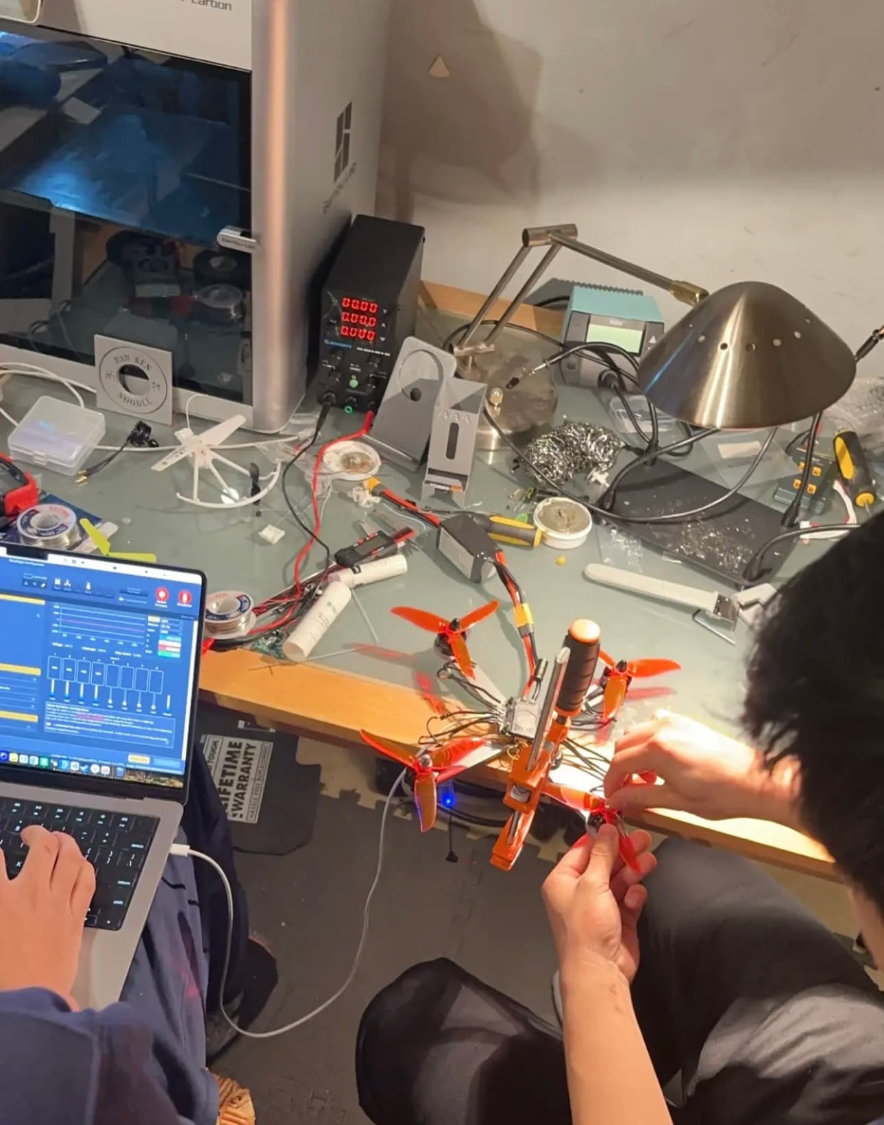 Building a drone at the workbench